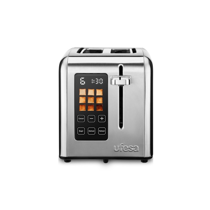 Ufesa 71305557 tostadora 9 2 rebanada(s) 950 W Negro, Acero inoxidable