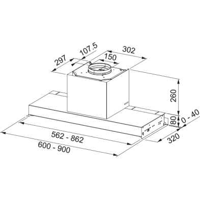 Campana Mepamsa SECRET ZERO GOTAS 60 De pared Acero inoxidable 570m³/h