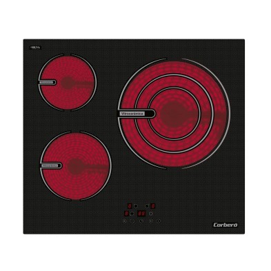 Placa Vitrocerámica Corbero CCVG3BL574 Negro Integrado 60 cm 3 zonas