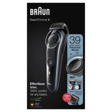 Braun BeardTrimmer 5 BT5340 AC/Batería 39 2 cm Negro, Azul