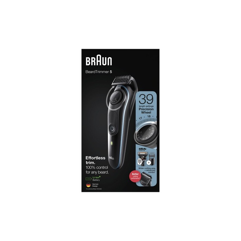 Braun BeardTrimmer 5 BT5340 AC/Batería 39 2 cm Negro, Azul