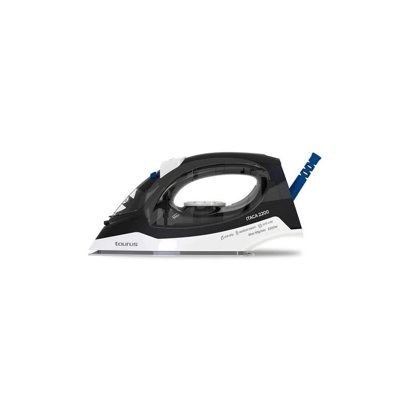 Taurus Itaca Plancha vapor-seco Suela cerámica de nanoplata 2200 W Negro, Blanco