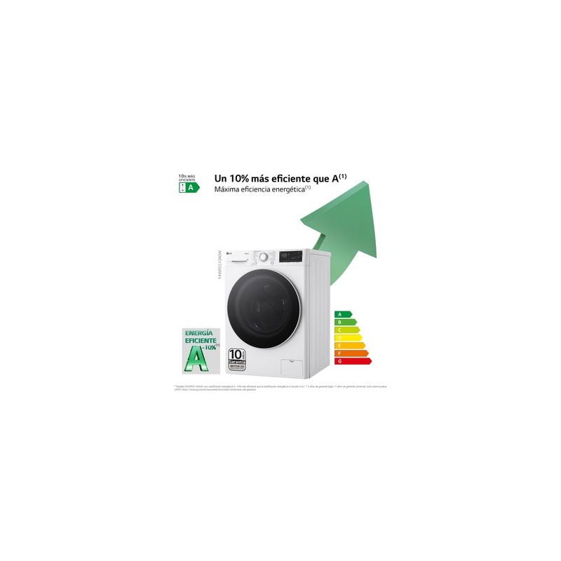 LG F4WR5510A0W lavadora Carga frontal 10 kg 1400 RPM Blanco