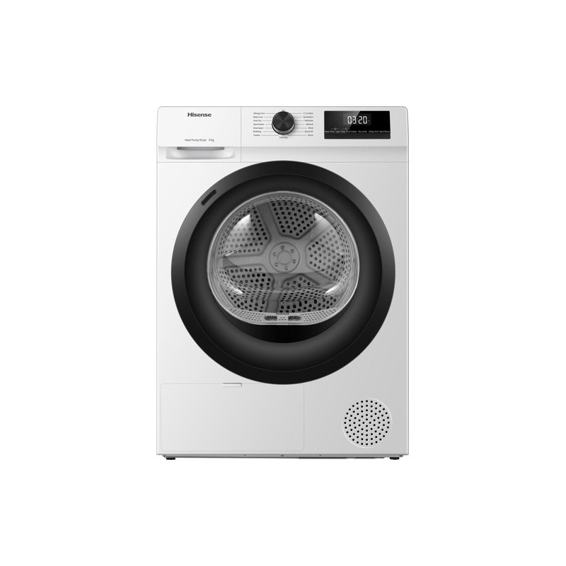 Hisense DHQE800BW2 secadora Independiente Carga frontal 8 kg Negro, Blanco