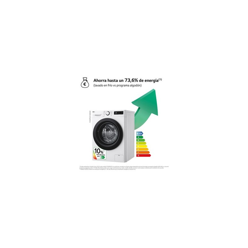 LG F4WR5010A6W lavadora Carga frontal 10 kg 1400 RPM Blanco