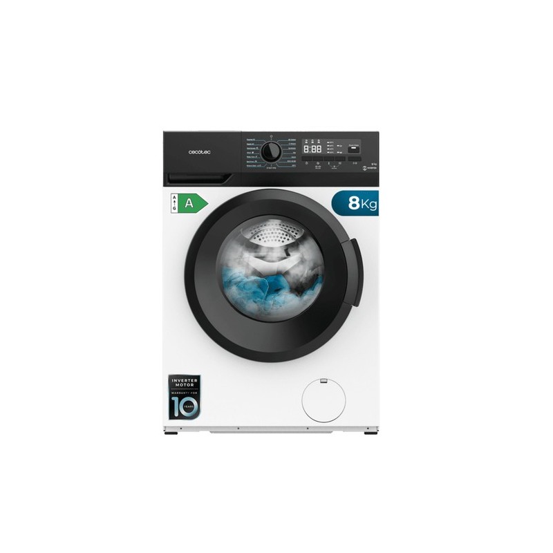 Cecotec 02719 lavadora Carga frontal 8 kg 1400 RPM Negro, Blanco
